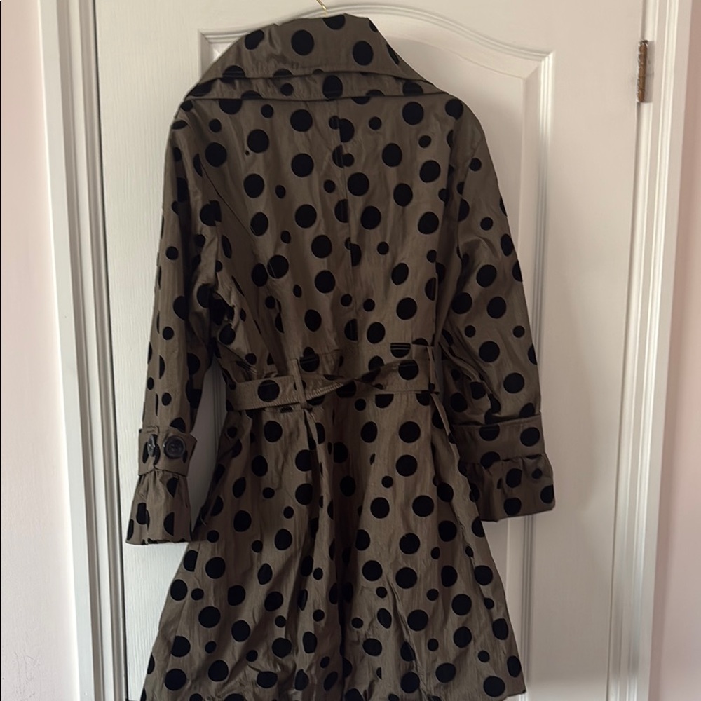 Polka Dot Trench Coat - Olive with Black Dots - Picture 4 of 5